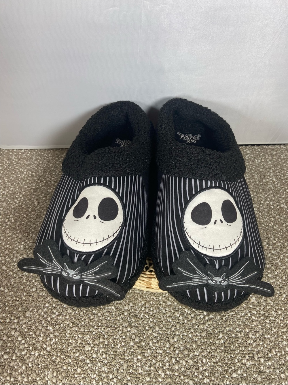 Men’s  Black Jack Skellington with Nightmare Before Christmas Slipper Shoes.